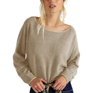 Women’s Off Shoulder Knit Sweater Loose Fit Pullover Long Sleeve Top Khaki